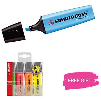 Stabilo Boss Highlighters, Blue, Pack of 10, Free Highlighters