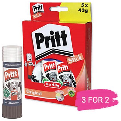 Pritt Stick Glue, Medium, 22g, Pack of 6, Buy 2 Packs Get 1 Free