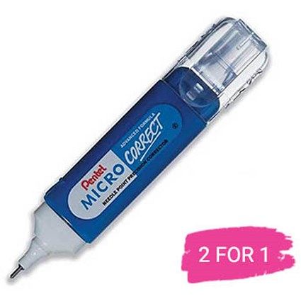 Pentel Micro Correct Correction Fluid Pen, Precision Tip, 12ml, Pack of 12, Buy 1 Pack Get 1 Free
