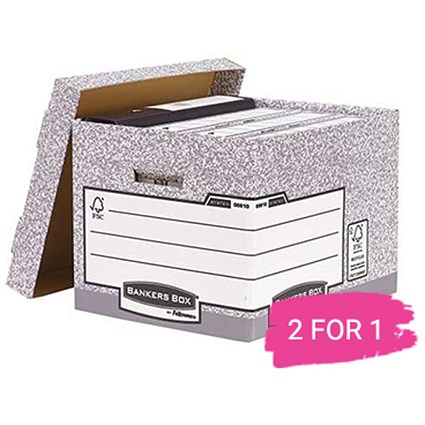 Fellowes Bankers Box System Storage Boxes, Large, Pack of 10, Buy 1 Pack Get 1 Pack Free
