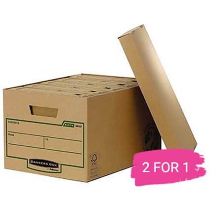 Fellowes Bankers Box Earth Storage Boxes, Standard, Pack of 10, Buy 1 Pack Get 1 Pack Free