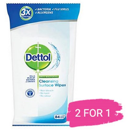 Dettol Antibacterial Surface Cleaning Wipes, Pack of 84, Buy 1 Pack Get 1 Free
