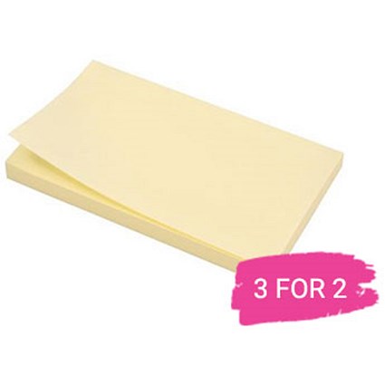 5 Star Extra Sticky Notes, 76x127mm, Yellow, Pack of 12 x 90 Notes, Buy 2 Packs Get 1 Free