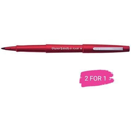 Paper Mate Flair Fine Line Markers, 0.8mm Line, Red, Pack of 12, Buy 1 Pack Get 1 Free