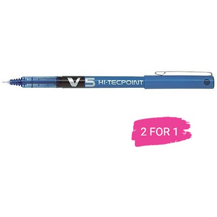 Pilot V5 Rollerball Pen, Needle Tip 0.5mm, Line 0.3mm, Blue, Pack of 12, Buy 1 Pack Get 1 Free