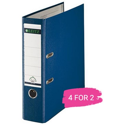 Leitz A4 Lever Arch Files, Plastic, 80mm Spine, Blue, Pack of 10, Buy 2 Packs Get 2 Free