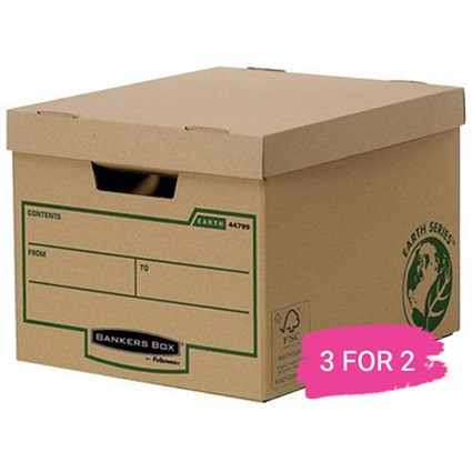 Fellowes Heavy Duty Earth Series Bankers Box, Pack of 10, Buy 2 Packs Get 1 Free