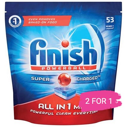 Finish Dishwasher Powerball Tablets All In 1, Pack of 60, Buy 1 Pack Get 1 Free
