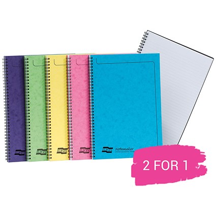 Europa Twinwire Notebook, A4, Sidebound, 120 Pages, Assortment C, Pack of 10, Buy 1 Pack Get 1 Pack Free