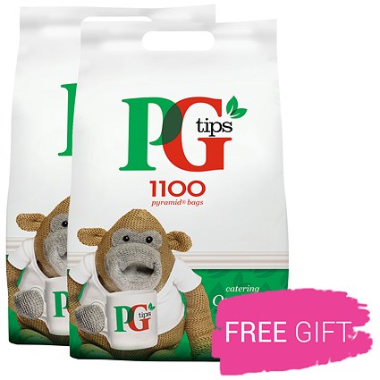 PG Tips 1 Cup Pyramid Tea Bags, Pack 1100, Buy 2 Pack Get 2 Free Elizabeth Shaw Chocolates