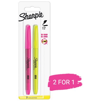 Sharpie Accent Pocket Highlighters, Assorted Fluorescent, Pack of 2, Buy 1 Get 1 Free