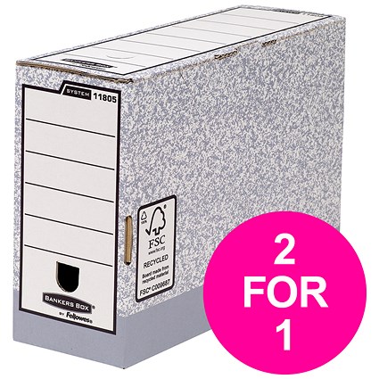 Fellowes Bankers Box Transfer Files, Foolscap, 120mm, Pack of 10, Buy 1 Pack Get 1 Free