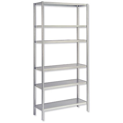 Raaco Steel Shelving System Initial Bay 6-Shelf Unit 4 Posts W900xD400xH2000mm Grey