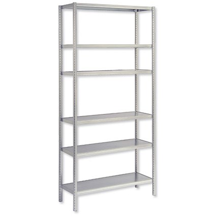 Raaco Steel Shelving System Initial Bay 6-Shelf Unit 4 Posts W900xD310xH2000mm Grey