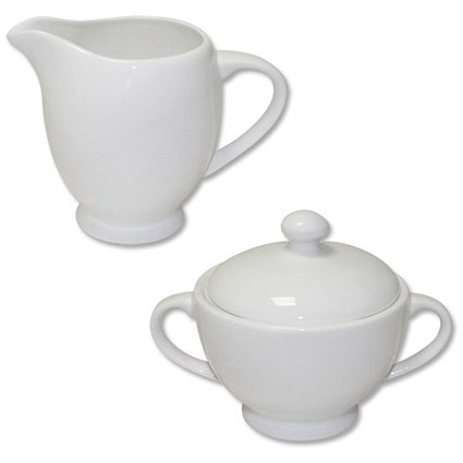 5 Star Fine Bone China Sugar Bowl and Jug - White