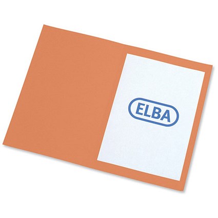 Elba Square Cut Folder Recycled Mediumweight 250gsm Foolscap Orange Ref 100090211 [Pack 100]