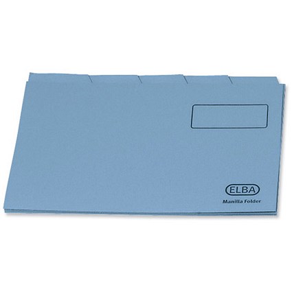 Elba Tabbed Folders Recycled Lightweight 180gsm Set of 5 Foolscap Blue Ref 100090119 [Pack 20]