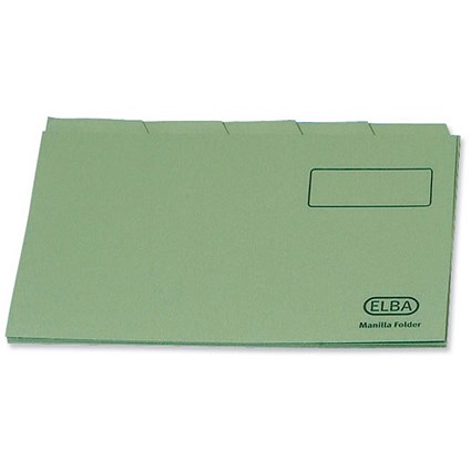 Elba Tabbed Folders Recycled Lightweight 180gsm Set of 5 Foolscap Green Ref 100090120 [Pack 20]
