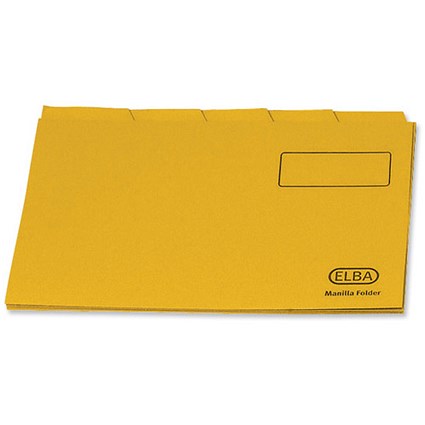 Elba Tabbed Folders Recycled Lightweight 180gsm Set of 5 Foolscap Yellow Ref 100090122 [Pack 20]