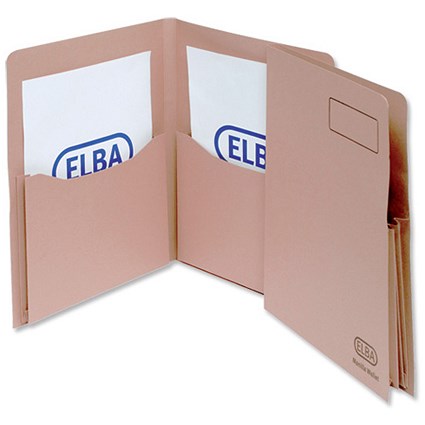 Elba Twin Pocket Wallet Upright Capacity 2x28mm Foolscap Buff [Pack 25]