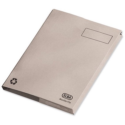 Elba Clifton Flat File with Back Pocket 315gsm Capacity 50mm Foolscap Buff Ref 100090296 [Pack 25]