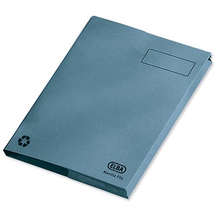Elba Clifton Flat File with Back Pocket 315gsm Capacity 50mm Foolscap Blue Ref 100090165 [Pack 25]
