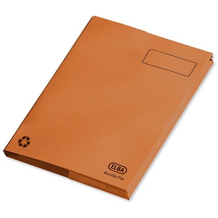 Elba Clifton Flat File with Back Pocket 315gsm Capacity 50mm Foolscap Orange Ref 100090298 [Pack 25]