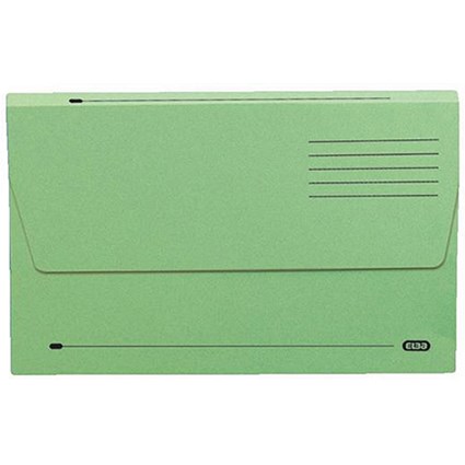 Elba Document Wallets Half Flap, 285gsm, Foolscap, Green, Pack of 50