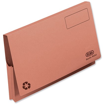 Elba Document Wallet Full Flap 285gsm Capacity 32mm Foolscap Orange [Pack 50]