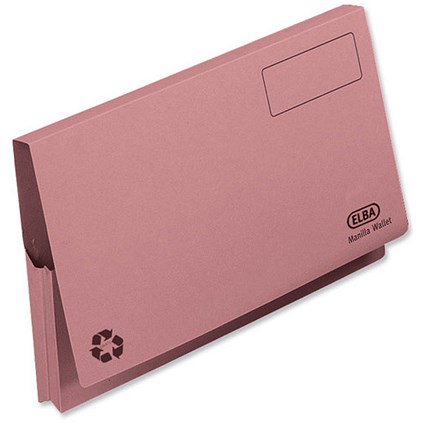 Elba Document Wallet Full Flap 260gsm Capacity 32mm Foolscap Pink Ref 100090256 [Pack 50]