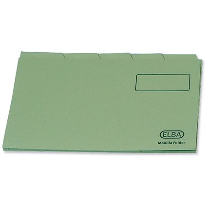Elba Tabbed Folder Recycled Heavyweight 285gsm Foolscap Green Ref 100090235 [Pack 100]