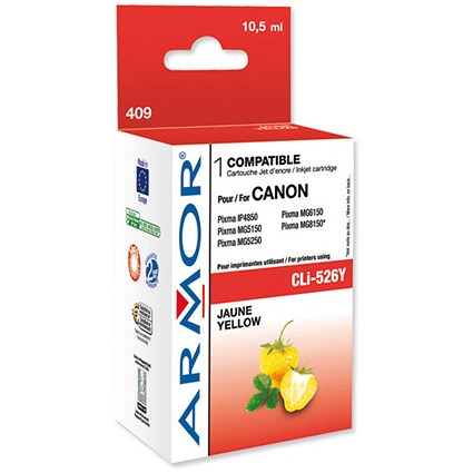 Armor Compatible Ink Cartridge Page Yield 570pp Yellow [Canon CLI-526Y Equivalent] Ref K12564