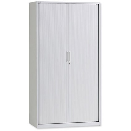 Triumph Metrix Side Opening Tambour Lockable Cupboard Steel W1000xD475xH1980mm Grey
