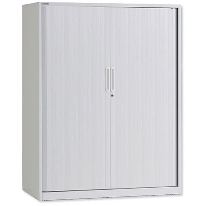 Triumph Metrix Side Opening Tambour Lockable Cupboard Steel W1000xD475xH1080mm Grey