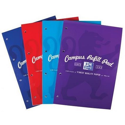 Oxford Campus Laminated Card Cover Headbound Refill Pad, A4, 120 Pages, Pack of 5