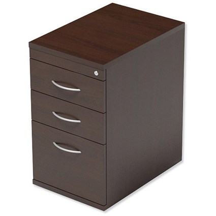 Trexus Desk-High Filing Pedestal / 600mm Deep / 3-Drawer / Dark Walnut