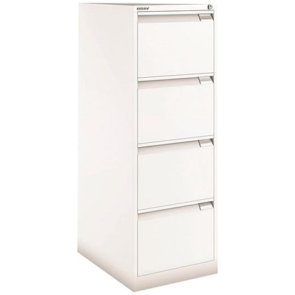 Bisley Foolscap Filing Cabinet, 4-Drawer, Chalk White