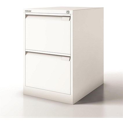 Bisley Foolscap Filing Cabinet, 2-Drawer, Chalk White