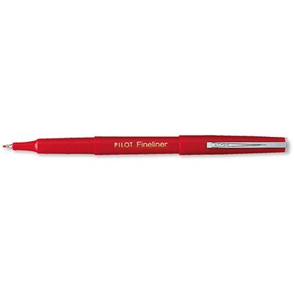 Pilot Fineliner Pen Medium 1.2mm Tip 0.4mm Line Red [Pack 12]
