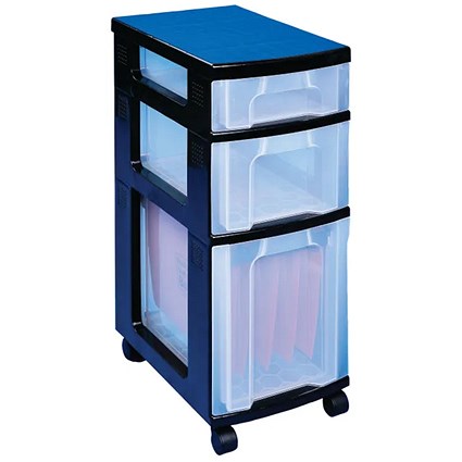 Really Useful Storage Towers 3 X Assorted Litre Drawers Black