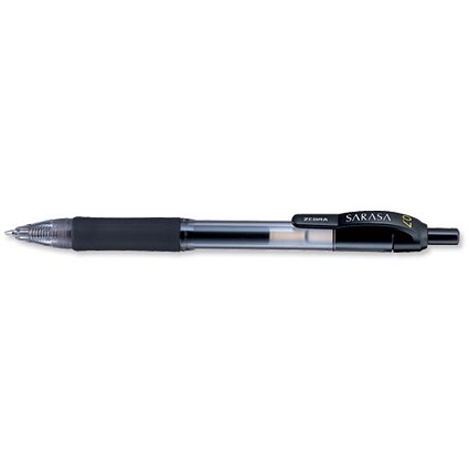 Zebra Sarasa Retractable Rollerball Gel Ink Pen / Medium / Black / Pack of 12