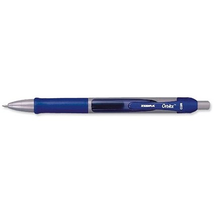 Zebra Orbitz Retractable Rollerball Gel Ink Pen / Medium / Blue / Pack of 12