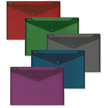 Snopake Fusion Polyfile Wallet File Polypropylene A4 Assorted [Pack 5]