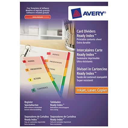Avery ReadyIndex Dividers / A4 / 5-Part / Plain Tabs