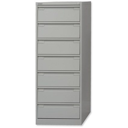 Bisley Filing Cabinet 7-Drawer 203x127mm Card Index or Video W518xD622xH1321mm Goose Grey