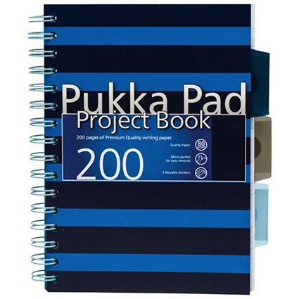 Pukka Pad Navy Project Book / A5 / 200 Pages / Blue / Pack of 3
