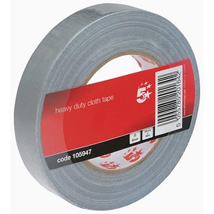 5 Star Heavy-duty Cloth Tape Roll / 25mmx50m / Silver