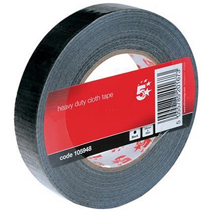 5 Star Heavy-duty Cloth Tape Roll, 25mmx50m, Black