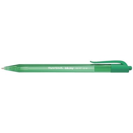 Paper Mate Inkjoy 100 Retractable Ballpoint Pen, Green, Pack of 20