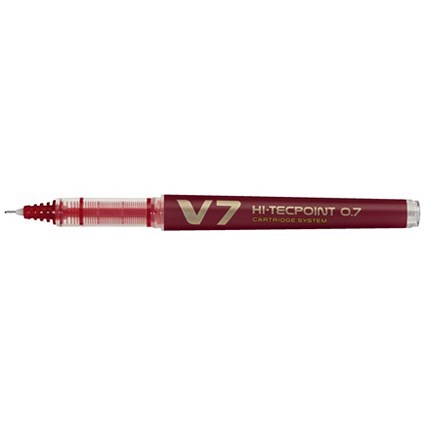 Pilot V7 Rollerball Pen / Needlepoint / 0.7mm Tip / 0.4mm Line / Red / Pack of 10